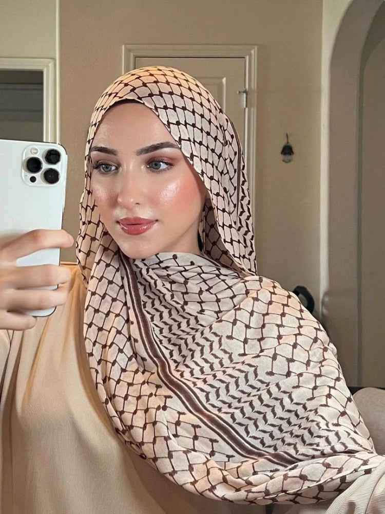 Stylish Kuffiyeh prints hijab cotton scarf - perfect for adding a cultural touch to your outfit.