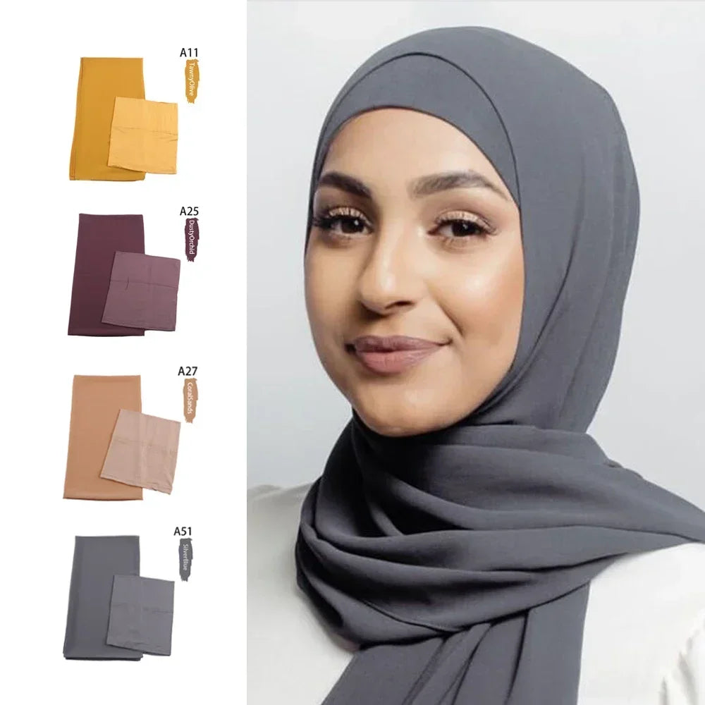 Soft and breathable Chiffon Hijab with matching undercap - ideal for layering in modest fashion.