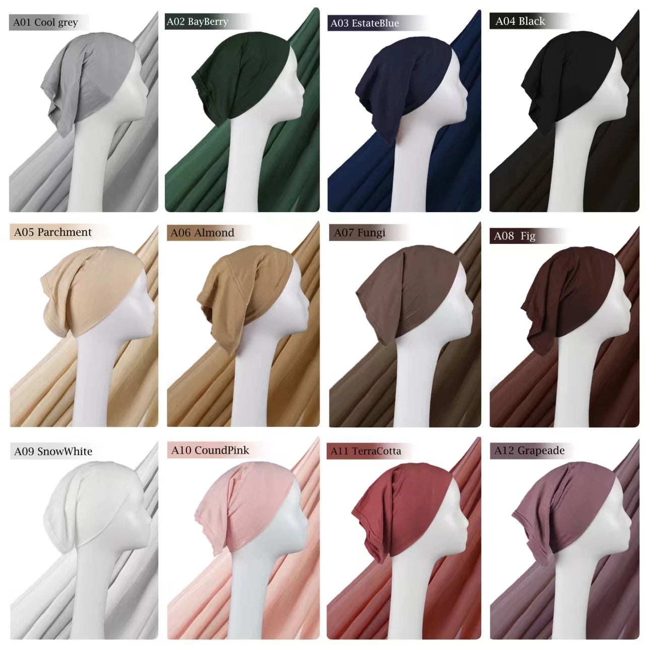 Elegant Shawl Hijabs with attached caps, perfect for layering and providing full coverage while maintaining a chic look.