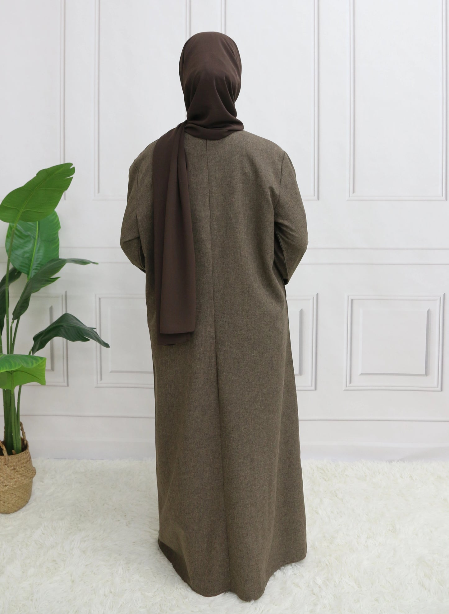 Modest Closed Plain Long Sleeve Abaya Without Hijab With BeltM