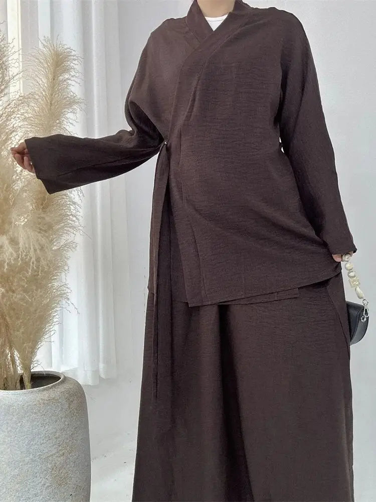 Elegant 2 piece abaya set for women - stylish modest wear for special occasions.