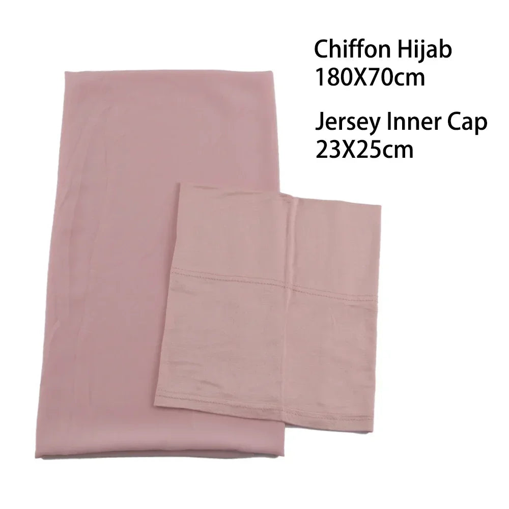 Chic Chiffon Hijab featuring a coordinating undercap - perfect for special occasions.