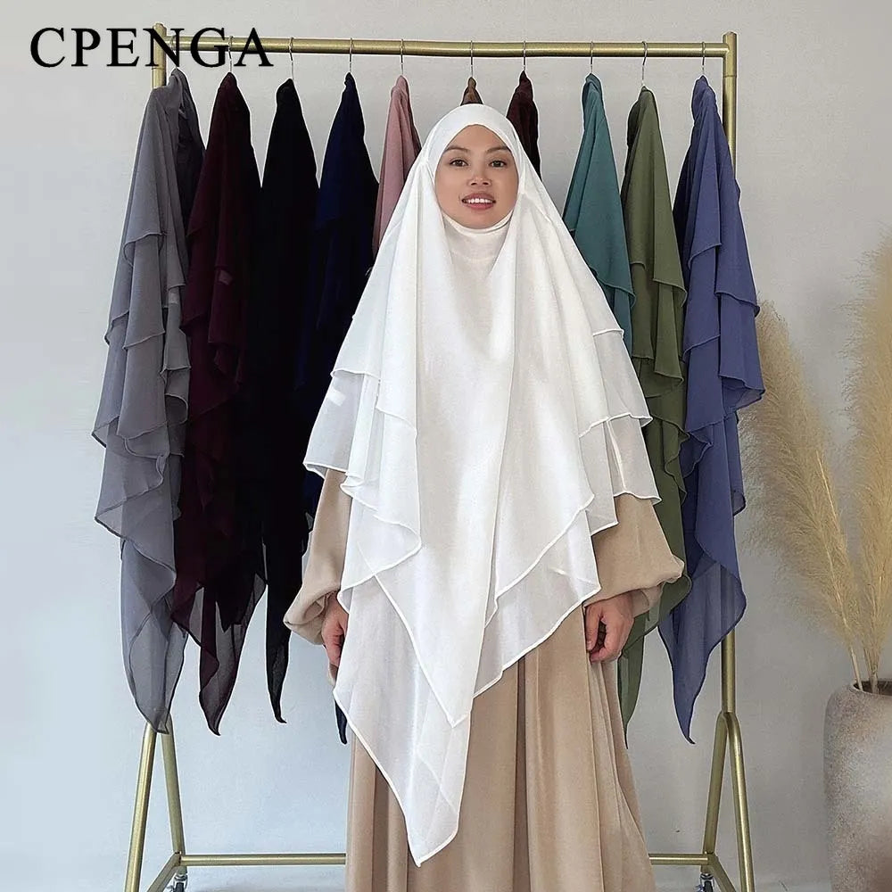 Elegant Chiffon Solid 3-layer fabric - perfect for creating stylish modest outfits.