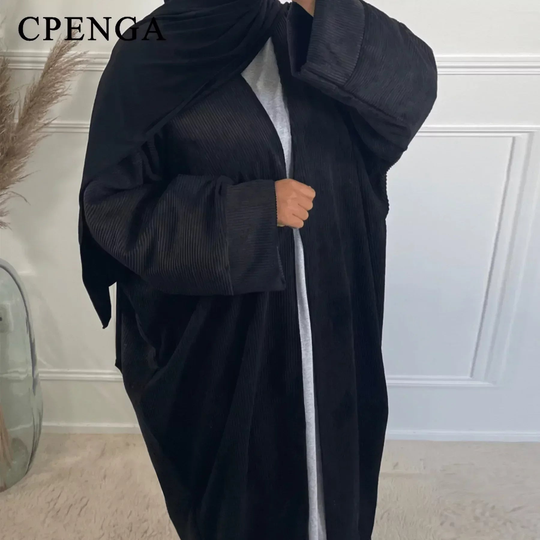 Comfortable Corduroy Abaya with a soft texture - combines style and warmth.