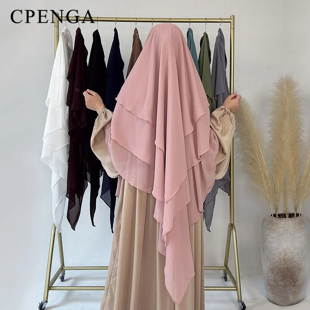 Soft and lightweight Chiffon Solid 3-layer material - ideal for layering and draping.